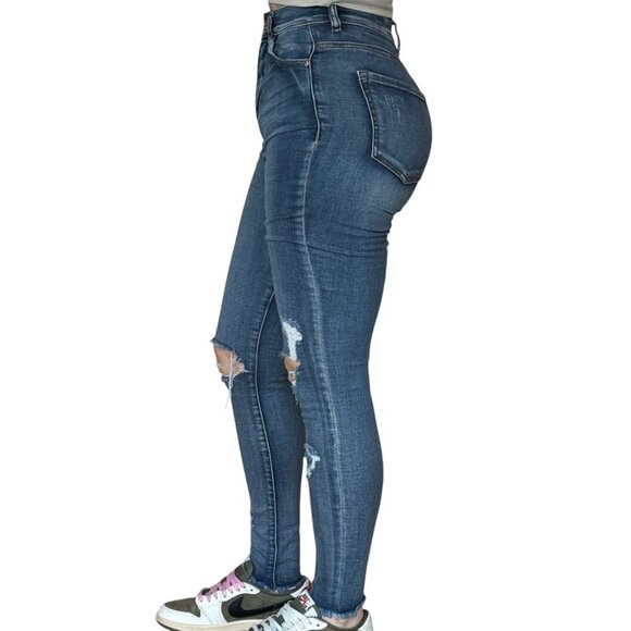 SNEAK PEEK SKINNY RIPPED DISTRESS JEANS - Picture 2 of 4